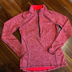 Champion half-zip pullover, Size Small, Orange w/black stitching